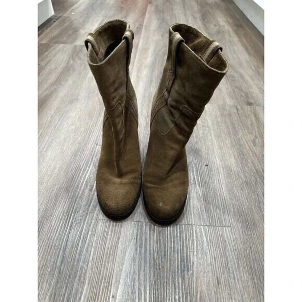 KATE SPADE New York BAISE bootie SIZE 9 M Block Heel Suede Leather Tobacco Brown